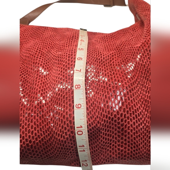 Sorial Red Sammie Large Leather Snakeskin Embossed Sparkly Hobo Bag - Picture 10 of 14